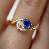 Yin Yang Blue Sapphire & Diamond Engagement Ring
