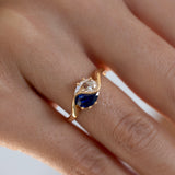 Yin Yang Blue Sapphire & Diamond Engagement Ring