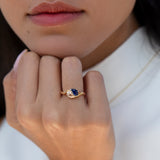 Yin Yang Blue Sapphire & Diamond Engagement Ring