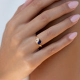 Yin Yang Blue Sapphire & Diamond Engagement Ring