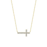 Sideway Diamond Cross Necklace