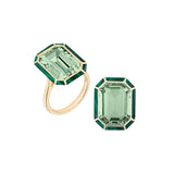 Goshwara 18kt Yellow Gold , Prasiolite and Malachite Inlay Ring