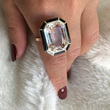 Goshwara 18kt Yellow Gold Rock Crystal and Onyx Inlay Ring