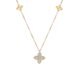 Roberto Coin 18kt Yellow Gold and Diamond Love by the Yard Flower Necklace