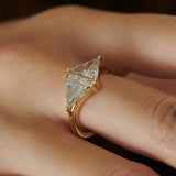Salt & Pepper Trillion Cut Diamond Rhombus Engagement Ring