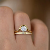 Moon Phase Ring with Full Moon Diamond