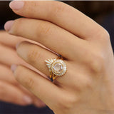 White Baguette Diamond Nesting Art Deco Wedding Ring