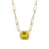 Manhattan Emerald-Cut Lemon Quart Paperclip Necklace