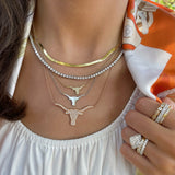 Small Pave Diamond Longhorn Necklace
