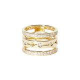 Pulse Pavé Diamond 3 Rows Ring
