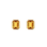 Goshwara 18k Yellow Gold Citrine Emerald Cut Manhattan Stud Earrings