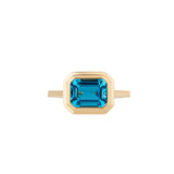 Manhattan Emerald-Cut London Blue Topaz Bezel Set Ring