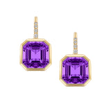 Asscher-Cut Amethyst & Diamond Earrings