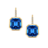 Asscher-Cut London Blue Topaz & Diamond Earrings