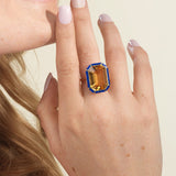 Citrine Ring with Tiger’s Eye Inlay
