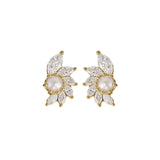 Camellia Diamond & Pearl Stud Earrings