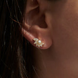 Camellia Diamond & Pearl Stud Earrings