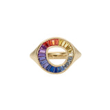 Rainbow Sapphire Baguette Sphere Ring