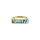 River Bank Statement Ring with Baguette Cut Teal Sapphires
