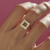 Geometric Baguette & Carre Diamond Signet Ring