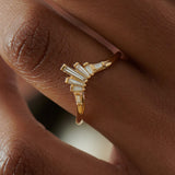 White Baguette Diamond Nesting Art Deco Wedding Ring