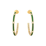 Viltier 18kt Yellow Gold, Malachite and Diamond Rayon Hoops