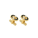 Viltier 18kt Yellow Gold, Onyx and Diamond Cuff Links