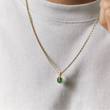 Viltier 18k Yellow Gold Oval Emerald Bezel Set Birthstone Charm