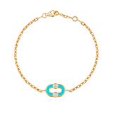 Viltier 18k Yellow Gold Turquoise & Mother of Pearl Reversible Bracelet