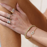 Viltier 18k Yellow Gold Turquoise & Mother of Pearl Reversible Bracelet
