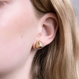 Peruffo 18k Yellow Gold Candy Half Pave Diamond Stud Earrings
