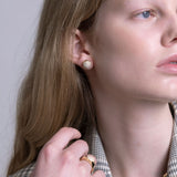 Peruffo 18k Yellow Gold Pave Diamond Round Candy Stud Earrings