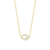 Diamond & Elongated Hexagonal Rock Crystal Necklace