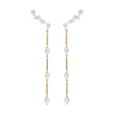 Phillips House Platinum and 18k Yellow Gold Pear Ear Climbers With Pear Diamond Drops
