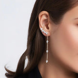 Phillips House Platinum and 18k Yellow Gold Pear Ear Climbers With Pear Diamond Drops