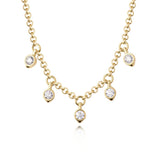 Phillips House 18k Yellow Gold Bezel Round Diamond 5 Station Necklace
