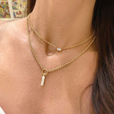 Phillips House 18k Yellow Gold Three Stone Emerald Cuddle Necklace