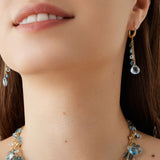 Marco Bicego Paradise Collection 18k Yellow Gold Diamond and Topaz Strand Huggie Earrings
