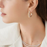 Marco Bicego Masai Collection 18k Yellow Gold Double Hoop Earrings With Diamonds