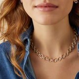 Marco Bicego Jaipur Collection 18k Yellow Gold  Flat Link Collar Necklace With Diamond Accents