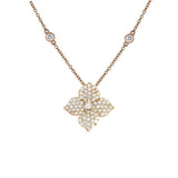 Piranesi 18k Rose Gold Fiore Small Diamond Flower Necklace