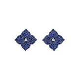 Piranesi 18k White Gold Fiore Small Blue Sapphire Flower Earrings
