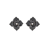 Piranesi 18k Rose Gold Fiore Small Black Diamond Flower Earrings