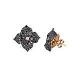 Piranesi 18k Rose Gold Fiore Small Black Diamond Flower Earrings