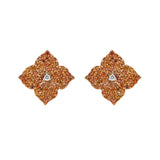 Piranesi 18k Rose Gold Fiore Large Orange Sapphire Flower Earrings