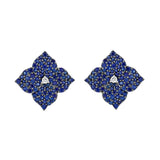 Piranesi 18k White Gold Fiore Large Blue Sapphire Flower Earrings