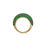 Piranesi 18k Yellow Gold Small Green Tsavorite Pave Dome Ring