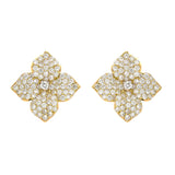 Piranesi 18k Yellow Gold Fiore Large White Diamond Flower Earrings