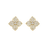 Piranesi 18k Yellow Gold Fiore Small White Diamond Flower Earrings