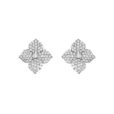 Piranesi 18k White Gold Fiore Small White Diamond Flower Earrings